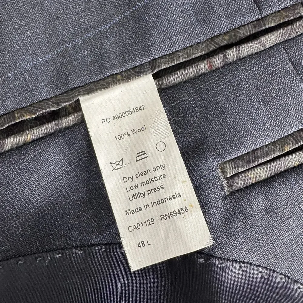 Lauren Ralph Lauren Blazer Mens 48L Blue Wool Classic 2 Button‎ Suit Jacket
